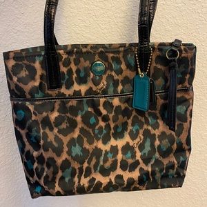 Teal Leopard Coach purse